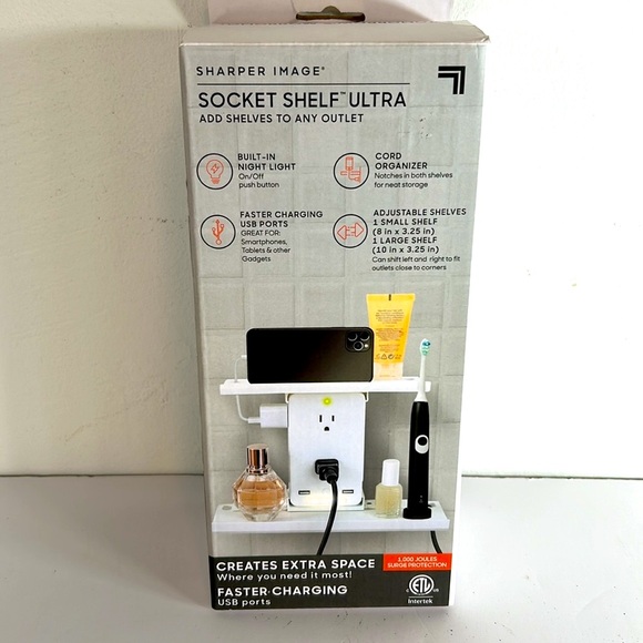 Sharper Image NIB Socket Shelf Ultra Add Shelves To Any Outlet Indoor Use Only - Picture 4 of 10